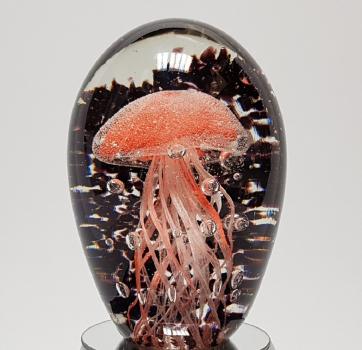 Glasobjekt Qualle rot mit LED Licht